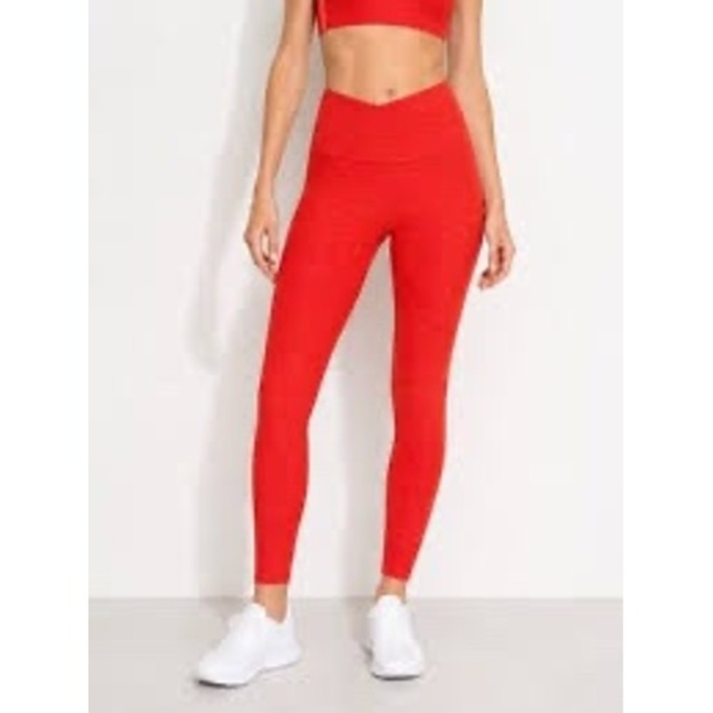 Beyond Yoga High Waisted Space Dye Performance Leggings Orange Large Made in USA